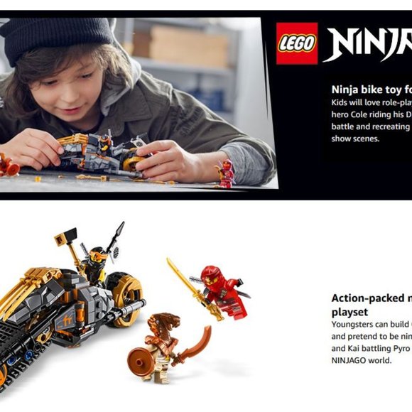 LEGO NINJAGO Cole’s Dirt Bike 70672 Building Toy - Picture 4 of 6
